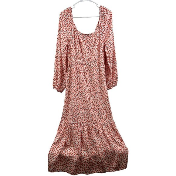 Floral Maxi Boho-Inspired Dress W/Long Sleeves & Button Front By Gaovot - LARGE - Picture 7 of 9